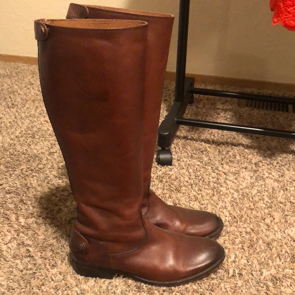 Frye brown leather tall riding boots